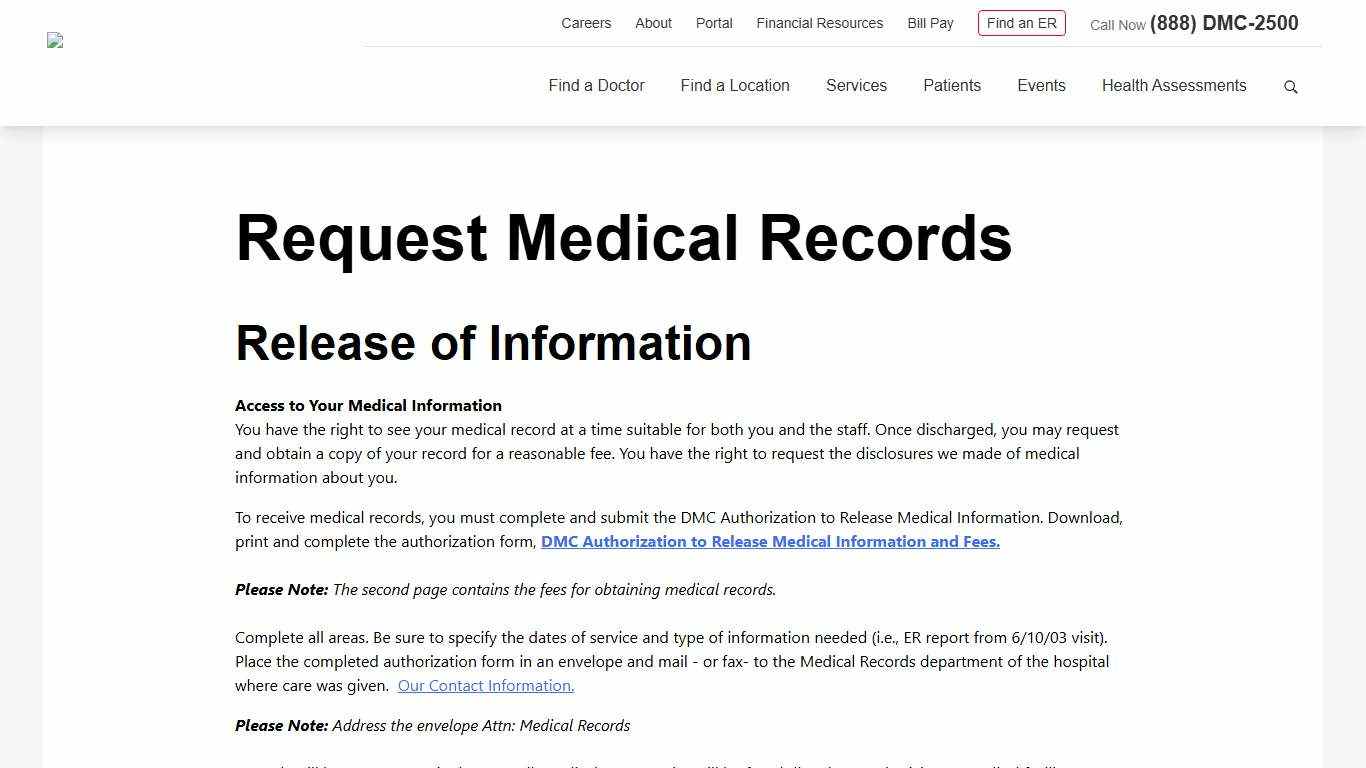Request Medical Records - Detroit Medical Center DMC