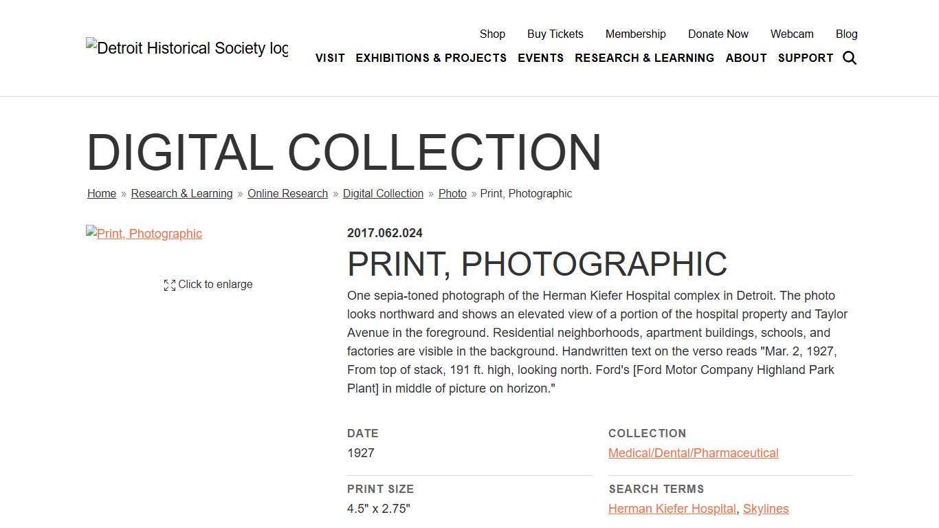 Print, Photographic Detroit Historical Society